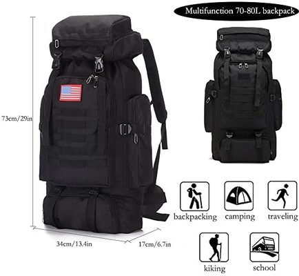 70l ক্যাম্পিং হাইকিং ব্যাকপ্যাক Molle Rucksack জলরোধী ভ্রমণ ডেপ্যাক